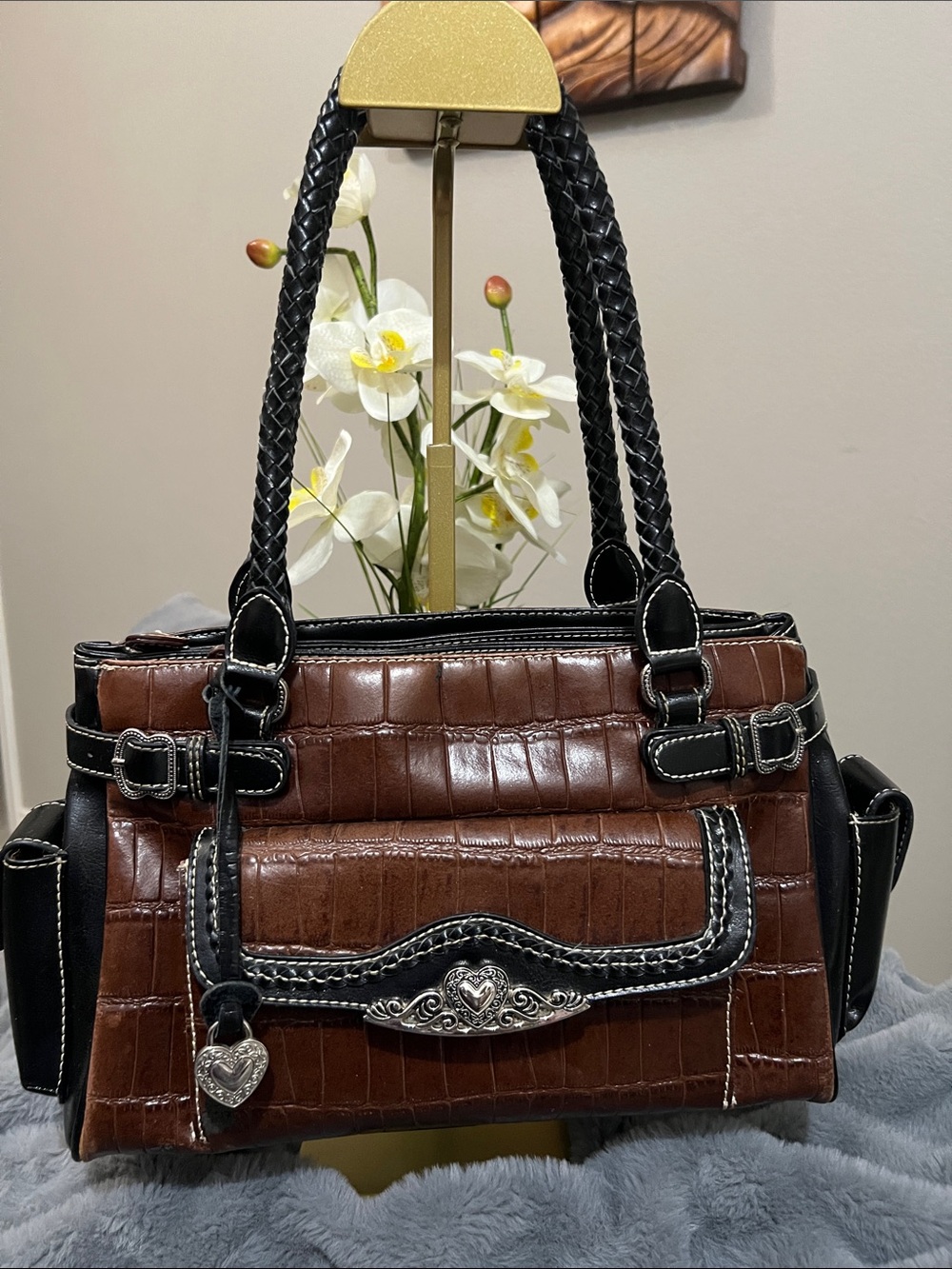 MC Marc Chantal Croc-Embossed Faux Leather Shoulder Bag EUC retail $95